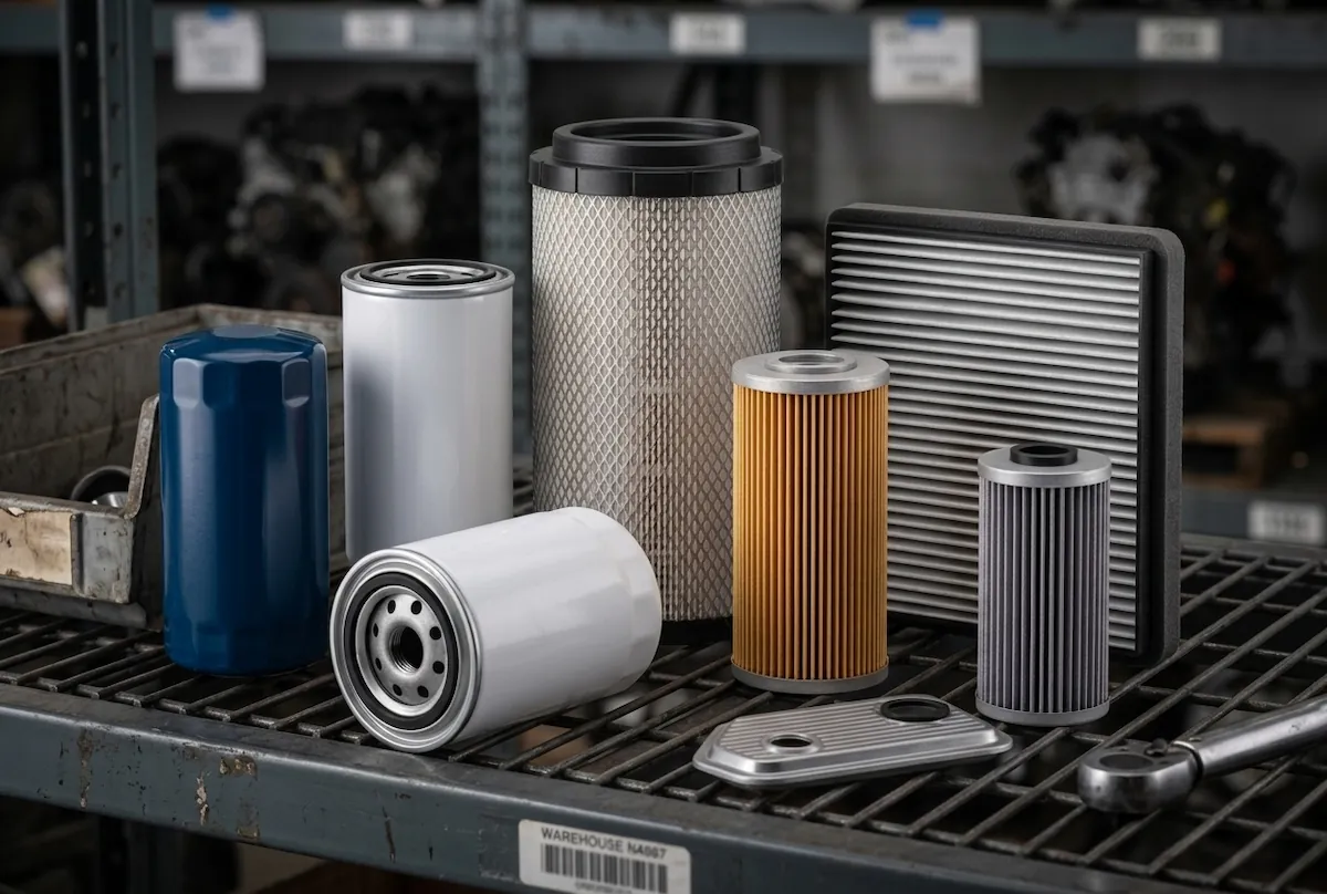 Engine, fuel, hydraulic and air filters for heavy equipment